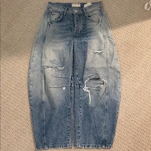 Free People Light Blue Distressed Boyfriend Jeans
